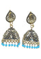 Light Blue Oxidised Beaded Jhumka Style Earrings 10g