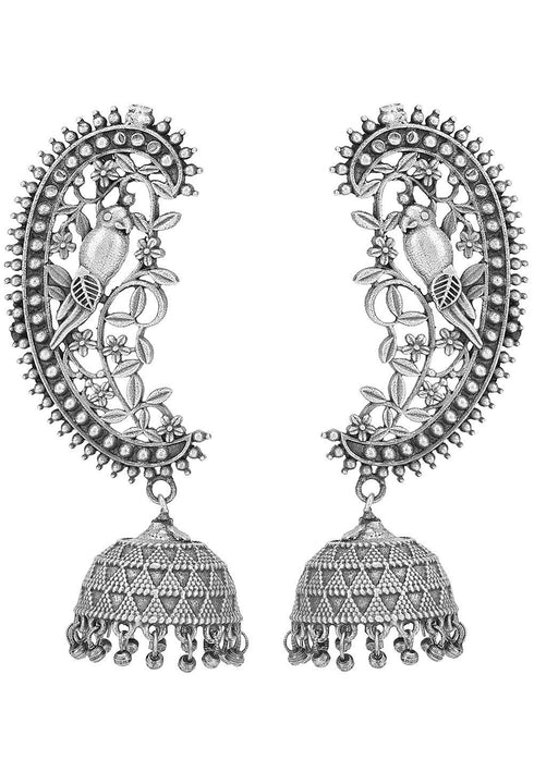 Silver Oxidised Parrot Earrings 20g