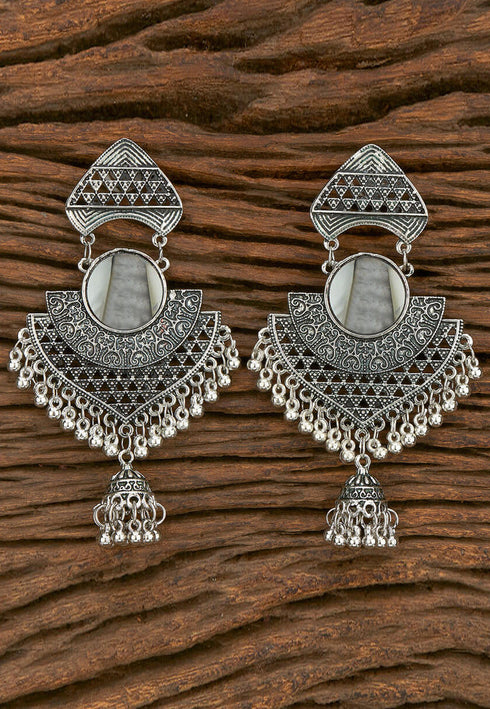 Mirror Oxidised Jhumka Style Earrings 20g