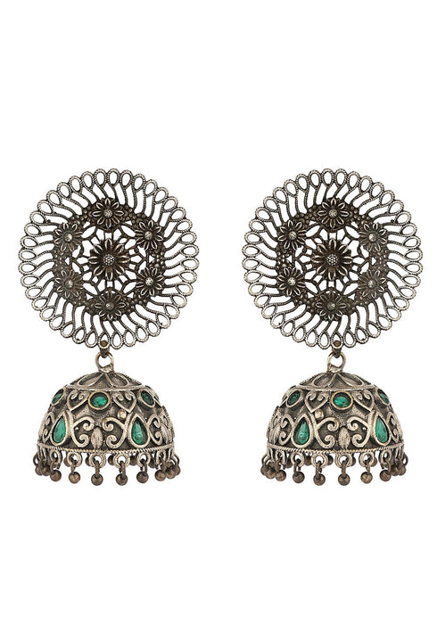 Oxidised Jhumka Jaali  Style Earrings 20g