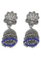 Lotus Silver Blue Beads Oxidised Earrings 15g