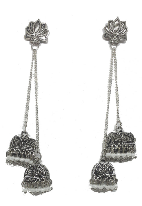 Key Chain Style Oxidised Jhumka Earrings 15g