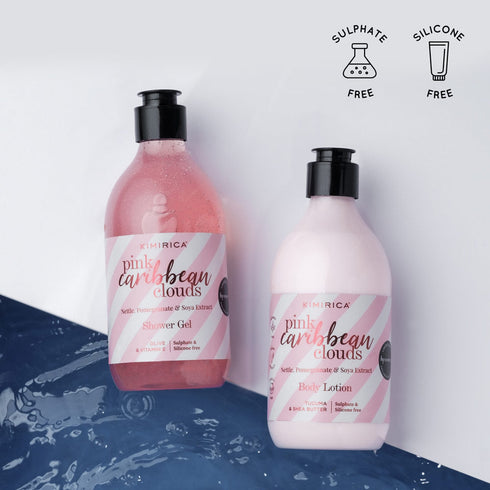 Kimirica Pink Caribbean Clouds Shower Gel and Body Lotion Body Care Duo 300ml Each