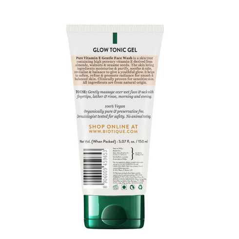 Biotique Glow Tonic Gel Pure Vitamin E Gentle Face Wash 150g