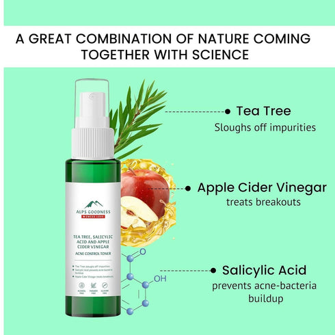 Alps Goodness Acne Control Toner for Oily Skin with Tea Tree Apple Cider Vinegar and Salicylic Acid