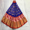 Pochampally Ikkat Dark Blue Lehenga With Red Jari Border