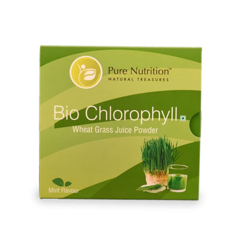 Pure Nutrition Bio Chlorophyll Wheat Grass Juice Powder Mint 15 Sachets