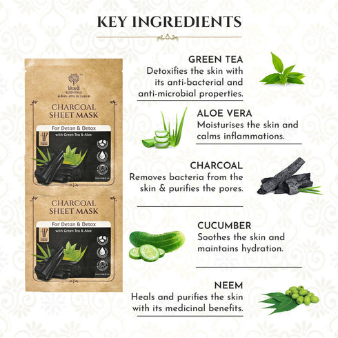Khadi Essentials Charcoal Serum Sheet Mask