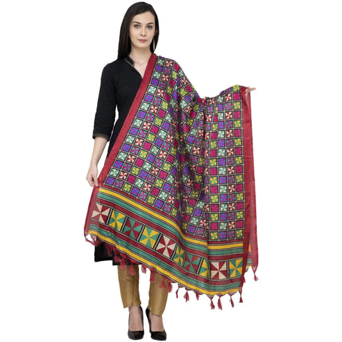 A R Silk Tussar Multi Print Fancy Dupatta Color Multi color Dupatta or Chunni