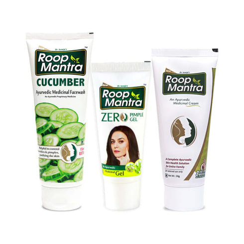 Roop Mantra Combo Pack of Cucumber Face Wash 115ml, Zero Pimple Gel 15gm & Face Cream 30gm
