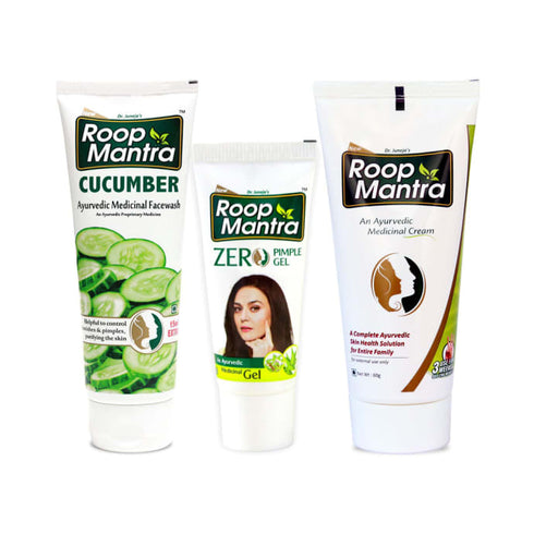 Roop Mantra Combo Pack of Cucumber Face Wash 115ml, Zero Pimple Gel 15gm & Face Cream 60gm