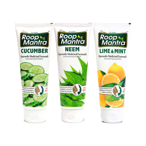 Roop Mantra Combo Pack of Cucumber Face Wash 50ml, Neem Face Wash 50ml & Lime Mint Face Wash 50ml