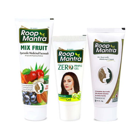 Roop Mantra Combo Pack of Mix Fruit Face Wash 115ml, Zero Pimple Gel 15gm & Face Cream 30gm