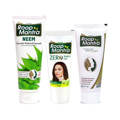 Roop Mantra Combo Pack of Neem Face Wash 115ml, Zero Pimple Gel 15gm & Face Cream 30gm
