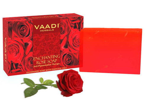 Vaadi Herbals Super Value Pack of 6 Enchanting Rose Soap with Mulberry Extract 450g