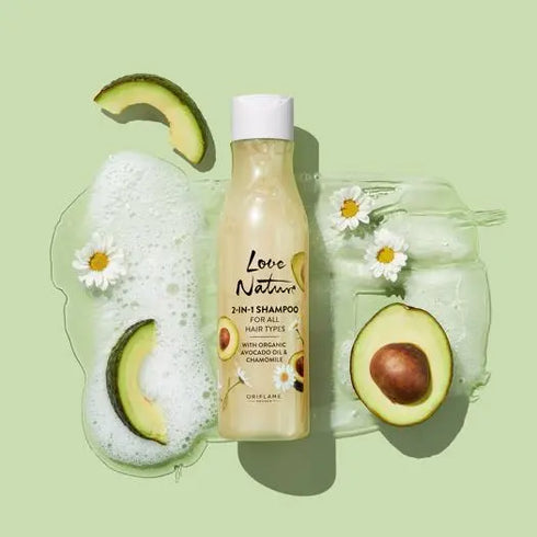 Oriflame Love Nature 2 in 1 Shampoo for All Hair Types | Avocado Oil & Chamomile