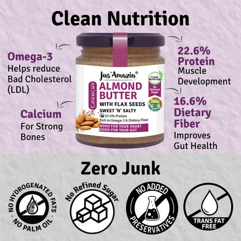 Jus Amazin Almond Butter With Flax Seeds Sweet N Salty