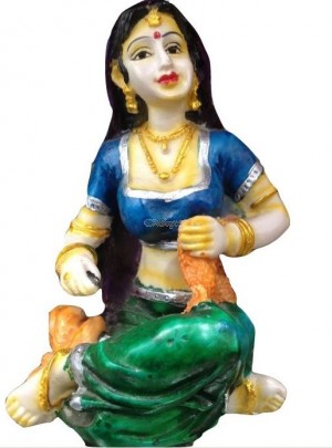 Lady Stitching Clothes Made Up Of Polystone