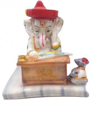Ganesh Statue With Spectacles Reading A Book Made Up Of Poly Stone
