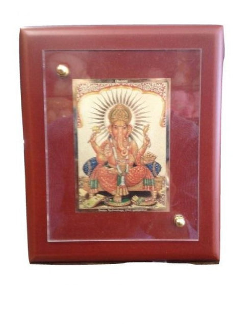 Ganesh Gold Foiled Picture Frame Made Up Of Glass And Wood Or Divinity Frame