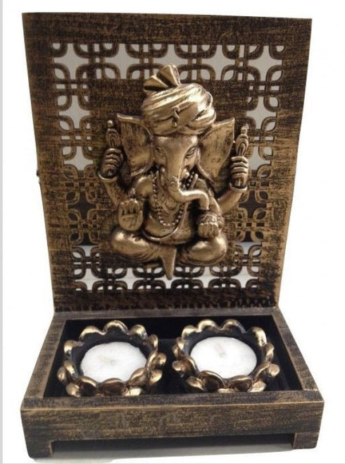 Ganesh Statues With Deepas Made Up Of Poly Stone
