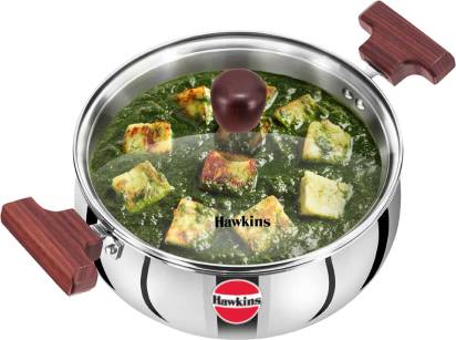 Hawkins TriPly Cook n Serve Handi with Glass Lid 22 cm Diameter 3 L (SSH30G)