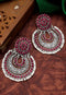 Red Stone Studded Oxidised Chandbali Earrings 25g