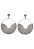Purple Stone Studded Oxidised Earrings 15g