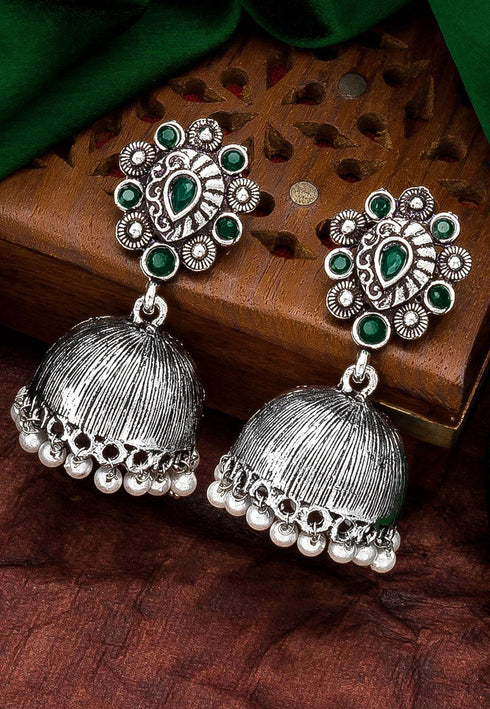 Oxidised Silver Beads Ethnic Style Earrings 25g