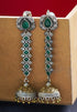Golden And Silver Studded Jhumka Style Earrings