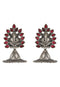 Red Stones Ganpati Design Oxidised Earrings