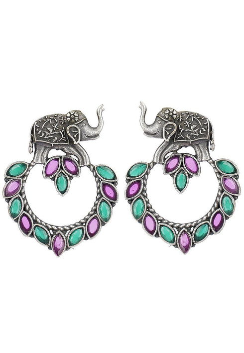 Small Elephant Oxidised Earrings 10g