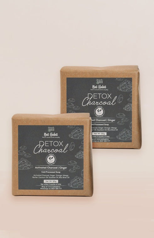 Nat Habit Cold Processed Detox Charcoal Soap (Pack Of 2) 125g Each