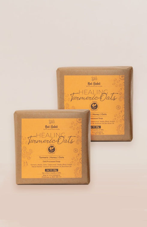 Nat Habit Cold Processed Healing Turmeric Oats Soap (Pack Of 2) 125g Each