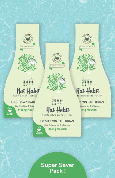 Nat Habit Fresh Moong Nourish Bath Ubtan (Pack Of 3) 80g Each