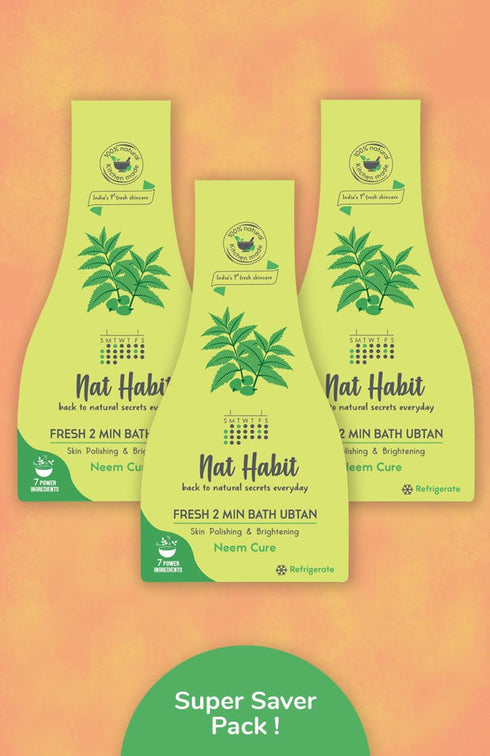 Nat Habit Fresh Neem Cure Bath Ubtan (Pack Of 3) 80g Each