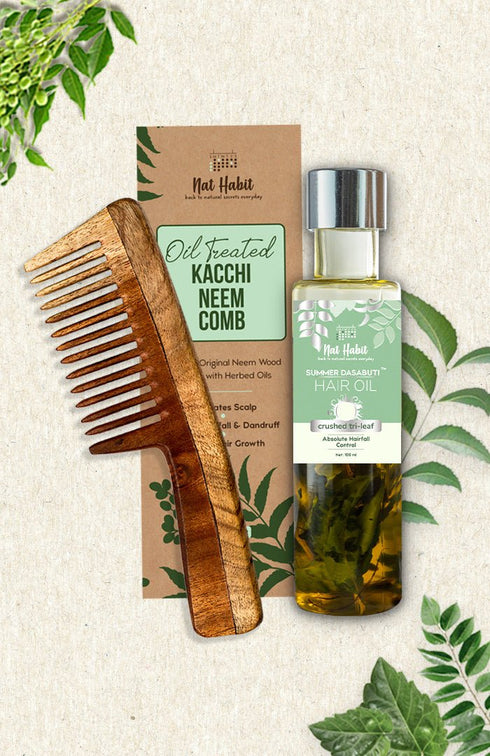 Nat Habit Wide Tooth Comb Trileaf Dasabuti Hair Oil 200g
