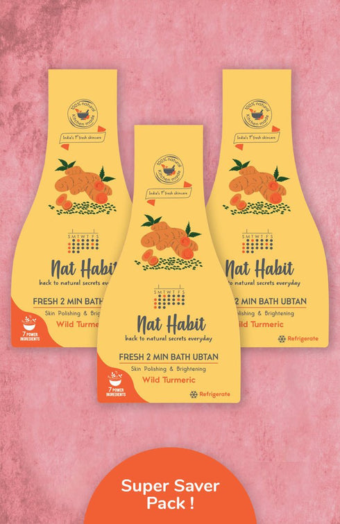 Nat Habit Fresh Wild Turmeric Bath Ubtan (Pack Of 3) 80g Each