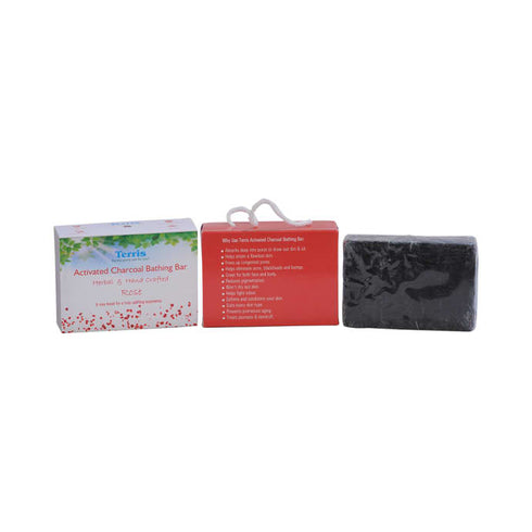 Terris Activated Charcoal Bathing Bar Rose 100g Soap