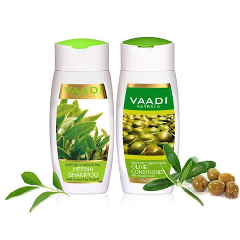 Vaadi Herbals Superbly Smoothing Heena Shampoo with Olive Conditioner 350ml