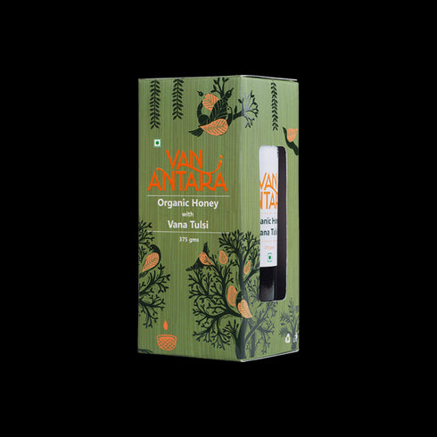 Van Antara Organic Honey Vana Tulsi jar