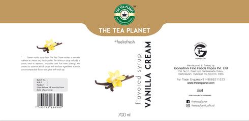 The Tea Planet Vanilla Cream Syrup 700 ml