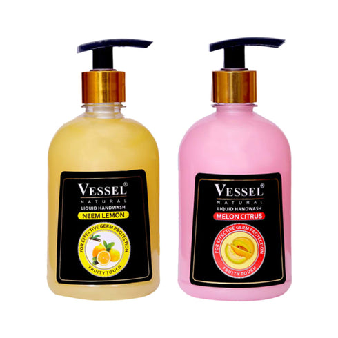 Vessel Combo Pack of Natural Handwash Melon Citrus and Neem Lemon