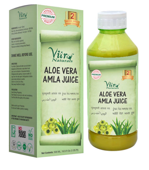 Vitro Naturals Aloe Vera Amla Juice bottle of 500 ml Juice