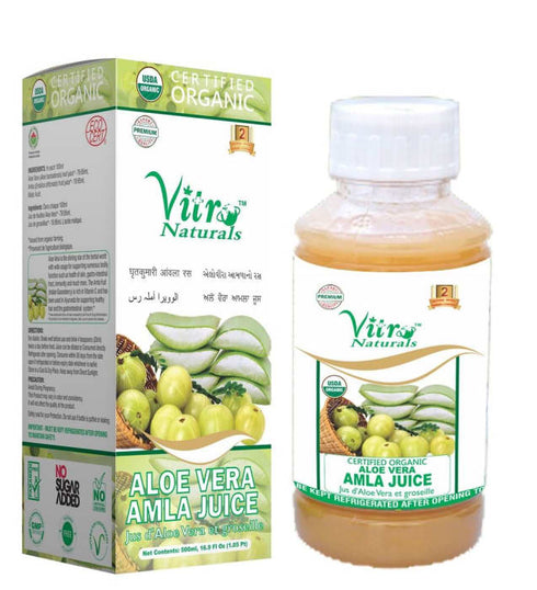 Vitro Naturals Certified Organic Aloe Vera Amla Juice bottle of 500 ml Juice