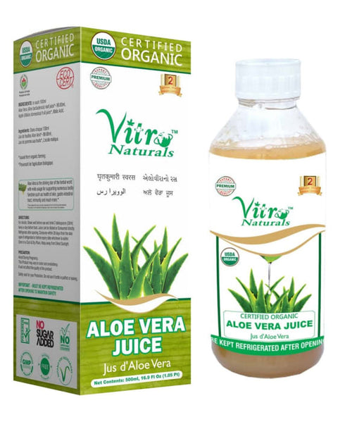 Vitro Naturals Certified Organic Aloe Vera Juice bottle of 500 ml Juice