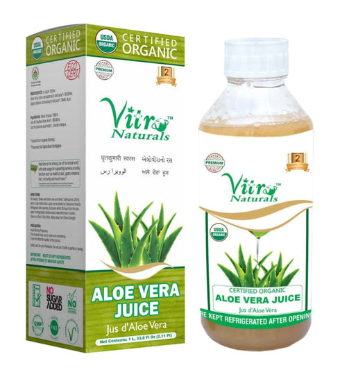 Vitro Naturals Certified Organic Aloe Vera Juice bottle of 1 Ltr Juice