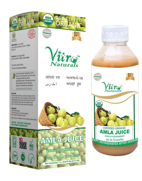 Vitro Naturals Certified Organic Amla Juice bottle of 1 Ltr Juice