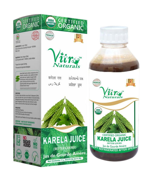Vitro Naturals Certified Organic Karela Juice bottle of 1 Ltr Juice