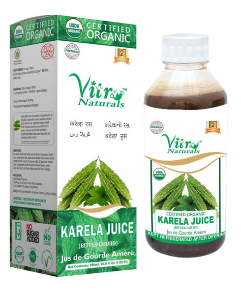Vitro Naturals Certified Organic Karela Juice bottle of 500 ml Juice